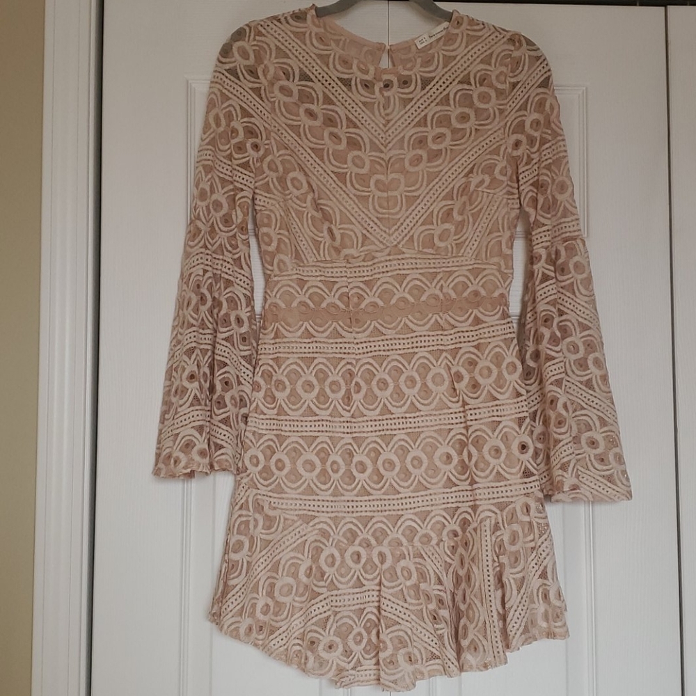 Here comes the sun lace bell sleeve mini dress S
